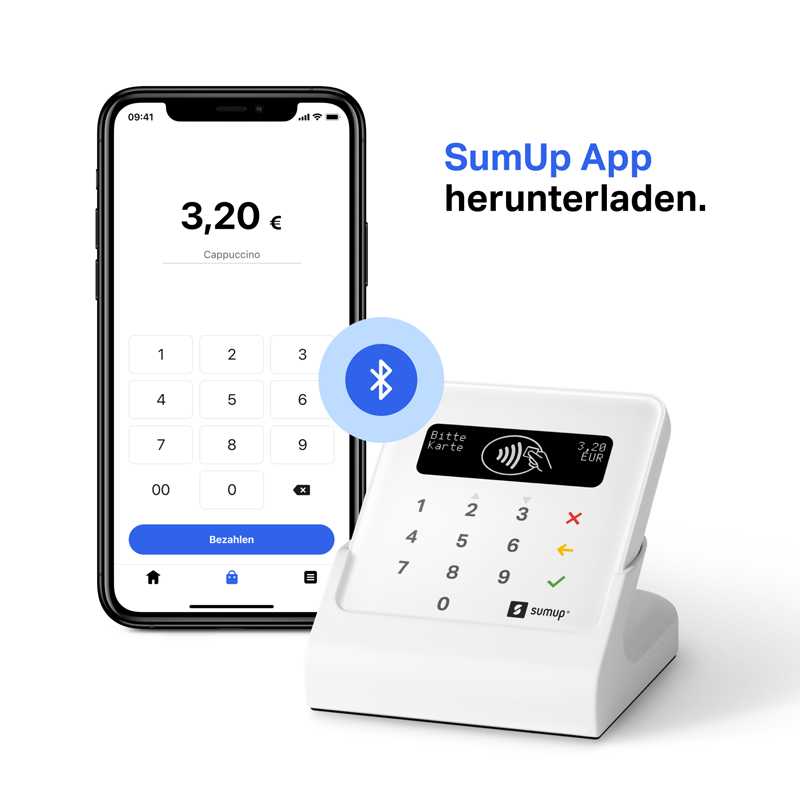 Sumup App und Kartenterminal mit Charging Station