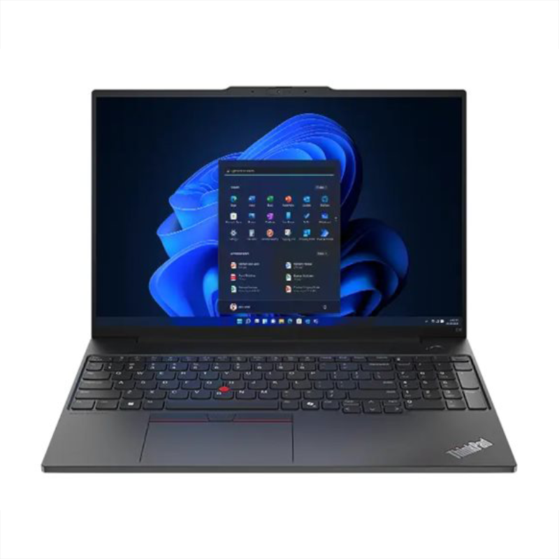 Lenovo ThinkPad E16 G2 mit AMD Ryzen – Frontansicht mit geöffnetem Display und Windows 11