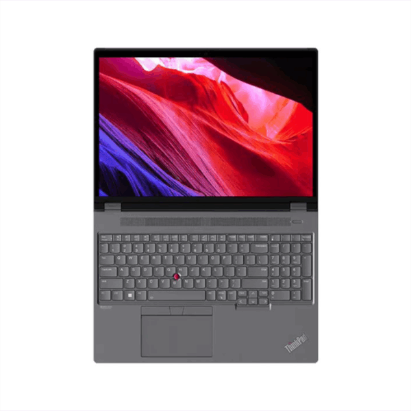 Lenovo ThinkPad P16 Gen 2 in Grau mit geöffnetem Display und Tastatur in Vollansicht