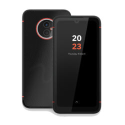 Vorder- und Rückseite des Volla Phone X23 mit Ubuntu Touch in Schwarz