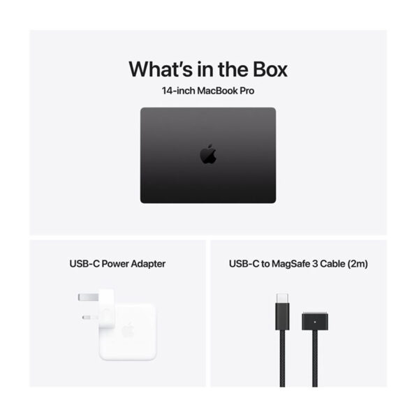 Zubehör für das Apple MacBook Pro 14,2" M4 Max: USB-C Power Adapter und USB-C to MagSafe 3 Cable (2m)