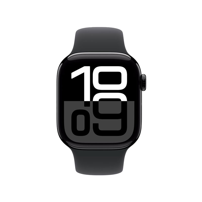 Apple Watch Series 10 GPS + Cellular 42mm Jet Black Aluminium Case with Black Sport Band - S/M