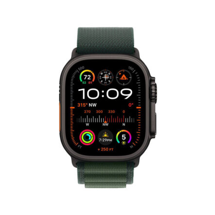 Apple Watch Ultra 2 GPS + Cellular 49mm Black Titanium Case with Dark Green Alpine Loop Large
