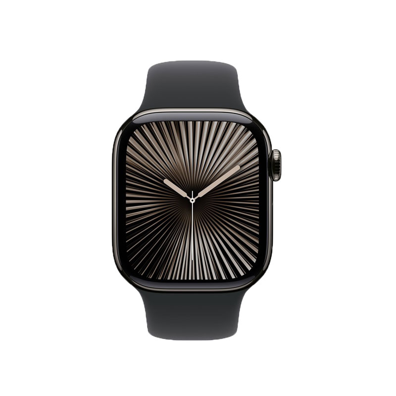 Apple Watch Series 10 GPS + Cellular 42mm Slate Titanium Case with Black Sport Band M/L