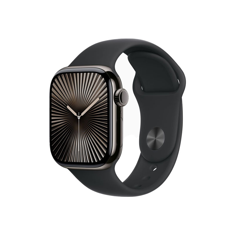 Apple Watch Series 10 GPS + Cellular 42mm Slate Titanium Case with Black Sport Band M/L