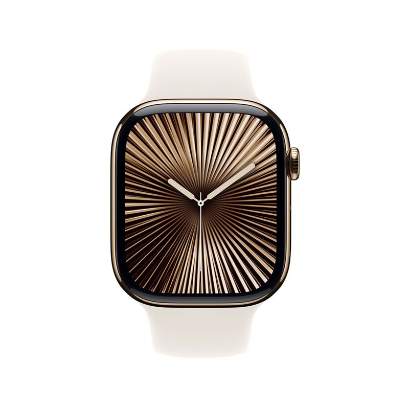 Apple Watch Series 10 GPS + Cellular 46mm Gold Titanium Case with Starlight Sport Band S/M