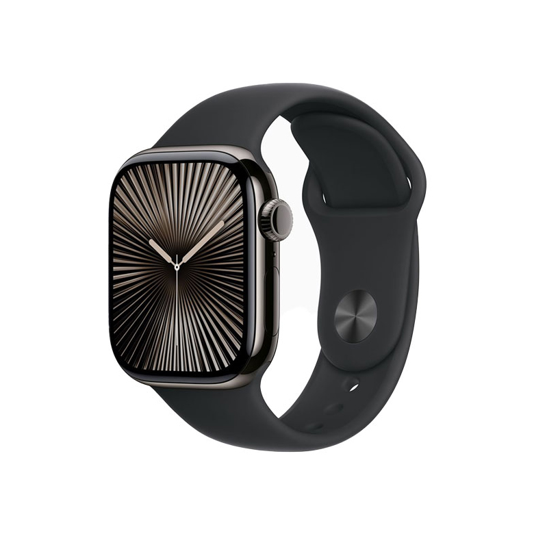 Apple Watch Series 10 GPS + Cellular 46mm Slate Titanium Case with Black Sport Band M/L mieten bei fonlos neo - Die Technikmiete für Unternehmen, Smartwatches Miete & Leasing für Geschäftskunden, Smartwatches mieten, leihen, leasen Apple Watch Series 10 GPS + Cellular 46mm Slate Titanium Case with Black Sport Band M/L