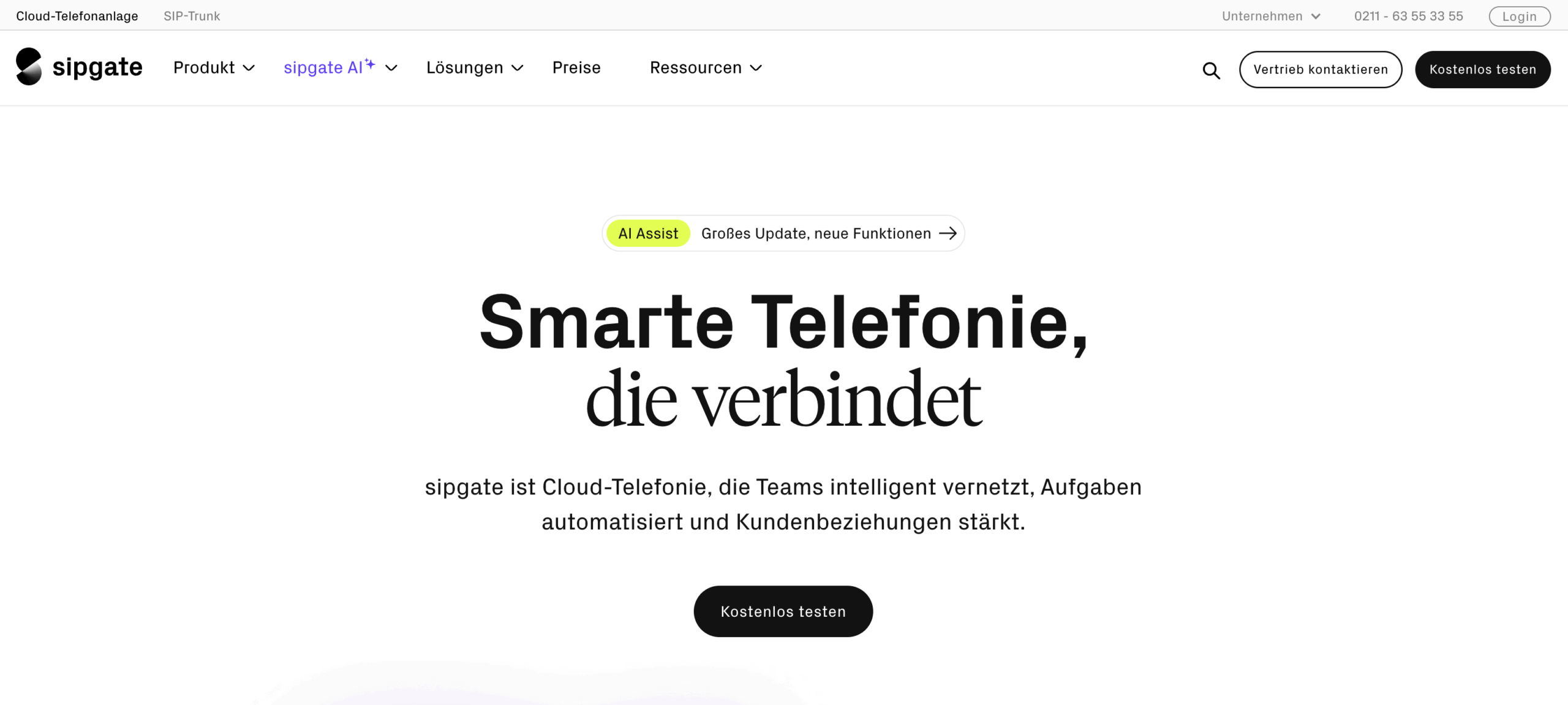 sipgate - Website 18.09.25 Sipgate Website Screenshot vom 18.09.25
