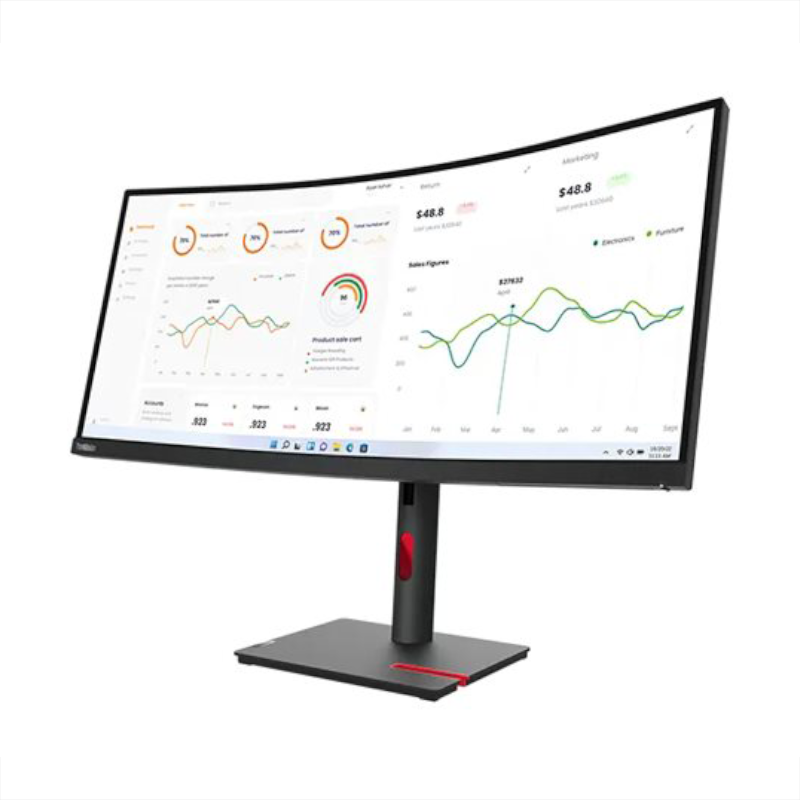 Lenovo ThinkVision T34w-30 34" WQHD LED Curved Monitor Raven Black