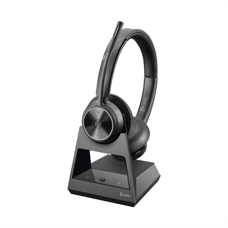 HP Poly Savi 7320-M Office Stereo DECT On-Ear Headset Schwarz mieten bei fonlos neo - Die Technikmiete für Unternehmen, Headsets Miete & Leasing für Geschäftskunden, Headsets mieten, leihen, leasen HP Poly Savi 7320-M Office Stereo DECT On-Ear Headset Schwarz