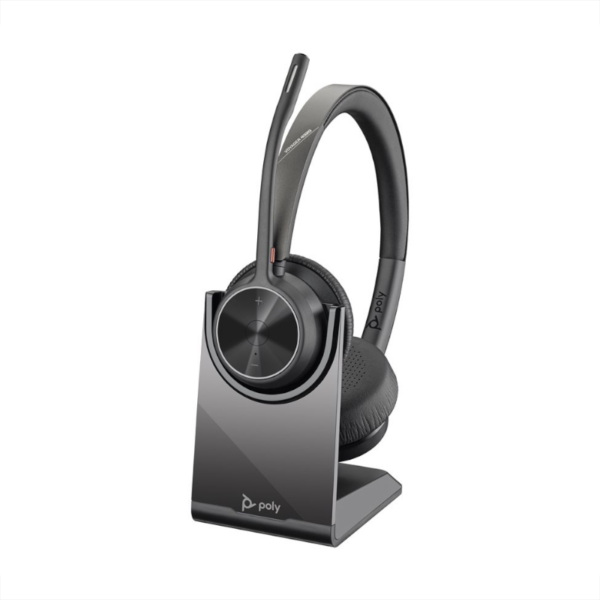 HP Poly Voyager 4320 UC Stereo USB-A Headset + BT700 USB-A Adapter + Charging Stand