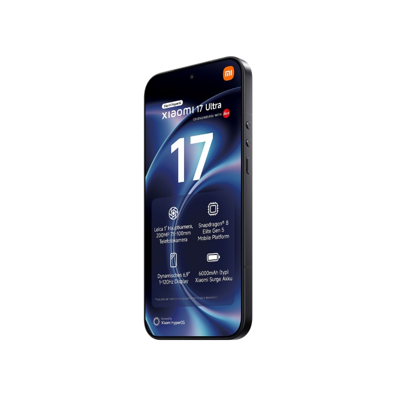 Xiaomi 17 512GB Ultra Black mieten bei fonlos neo, Die Technikmiete für Unternehmen, Smartphones Miete und Leasing für Geschäftskunden, Smartphones mieten, leasen, leihen