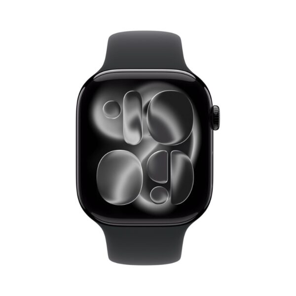 Apple Watch Series 11 GPS 46mm Jet Black Aluminium Case with Black Sport Band - S/M