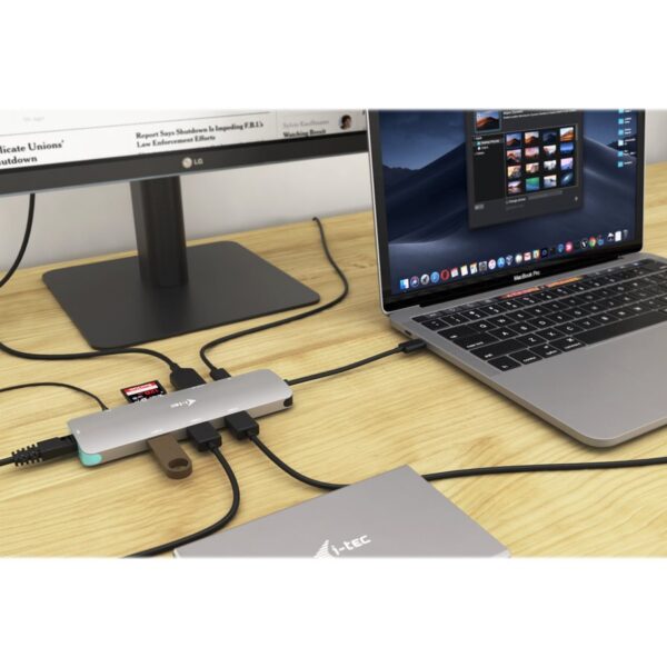 I-TEC USB C Metal Nano Docking Station 1xHDMI 4K 1xSD Kartenleser 1xmicroSD Kartenleser 1xGLAN 1xAudio 3x USB 3.0 Port 1x USB-C PD